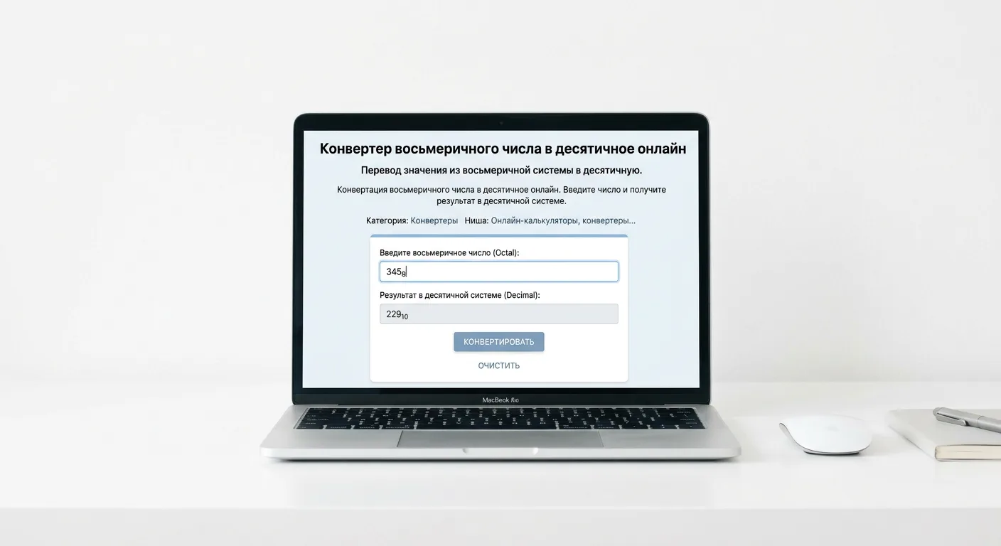 Конвертер восьмеричного числа в десятичное онлайн