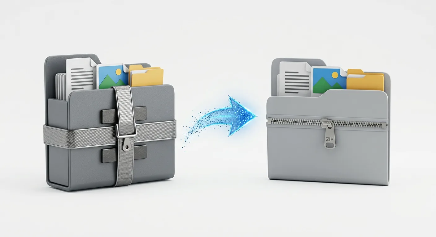 Преобразование RAR-архива в ZIP